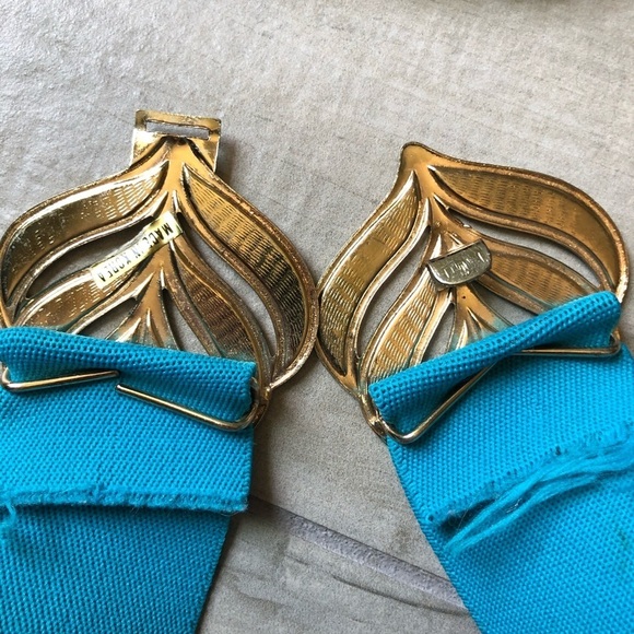 Vintage belts bundle - teal leaf and magenta blue braid.